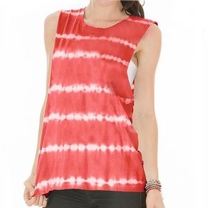 Red & White Tie-Dye Tank, S